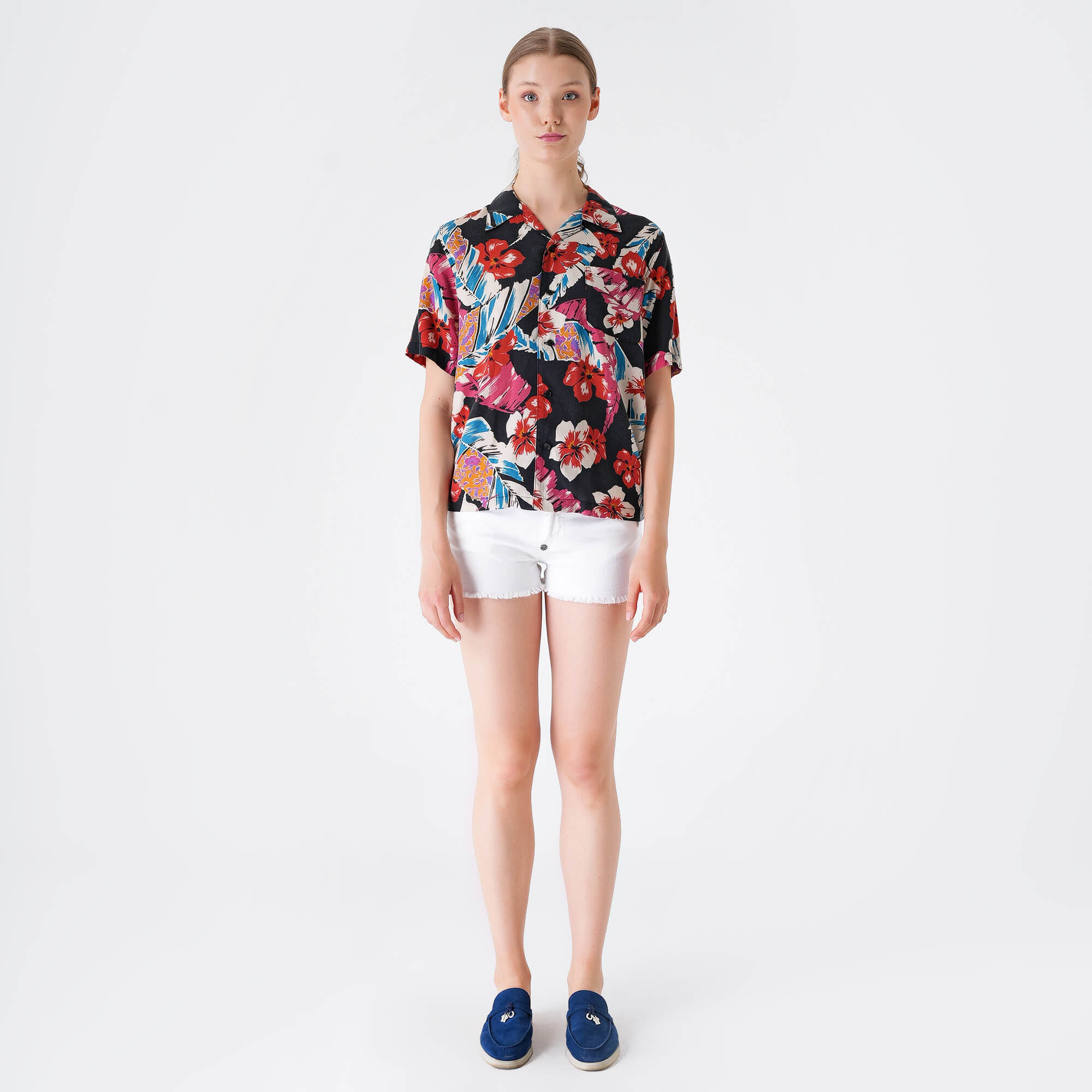 Yves Saint Laurent - Floral Print Lyocell Short Sleeved Shirt